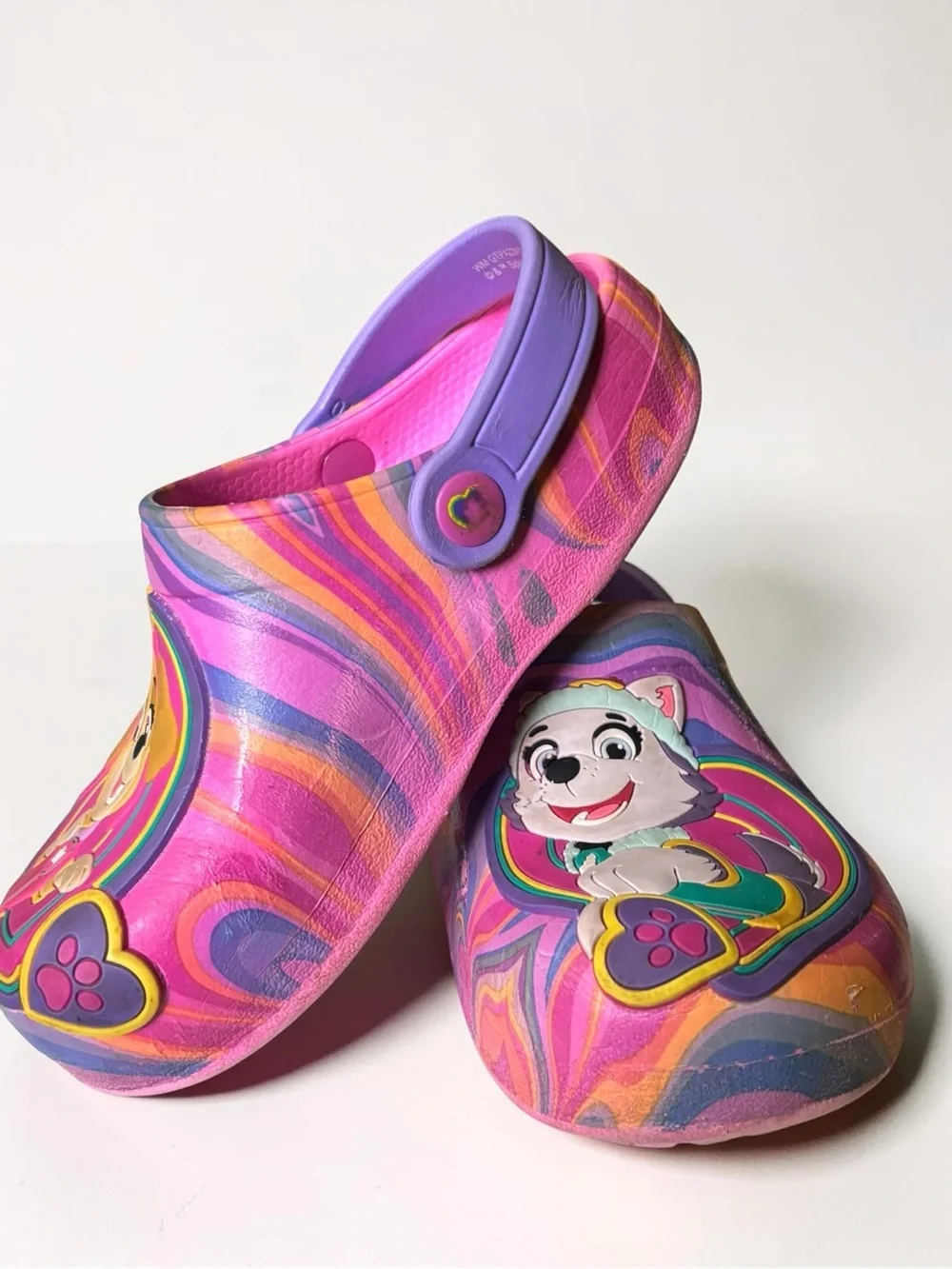 Paw Patrol Skye Everest Girls Clogs Size 9/10 Pink Purple Rainbow Tie Dye shoes